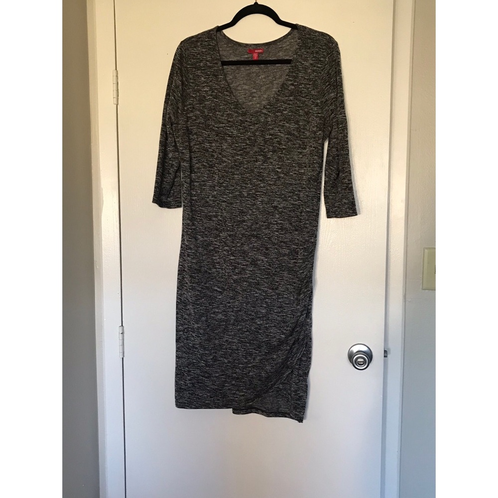 Heather grey 3/4 length sleeve midi dress